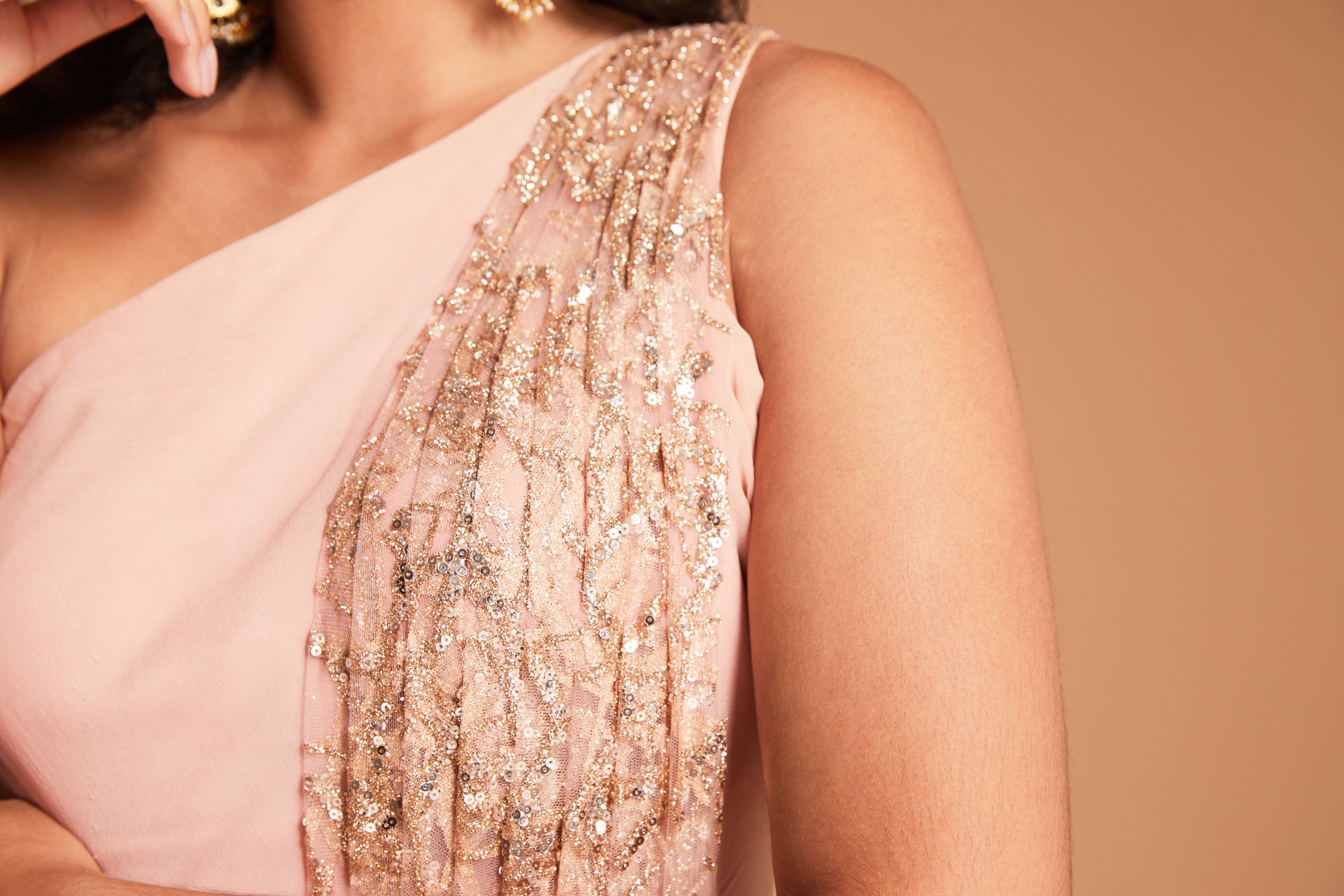 Close up image of anarkali fabric