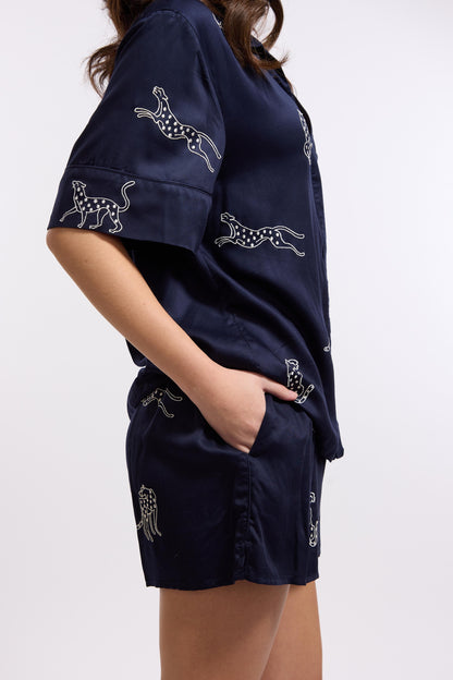 Leopard Shorts Set - Midnight Jubilee (Navy)