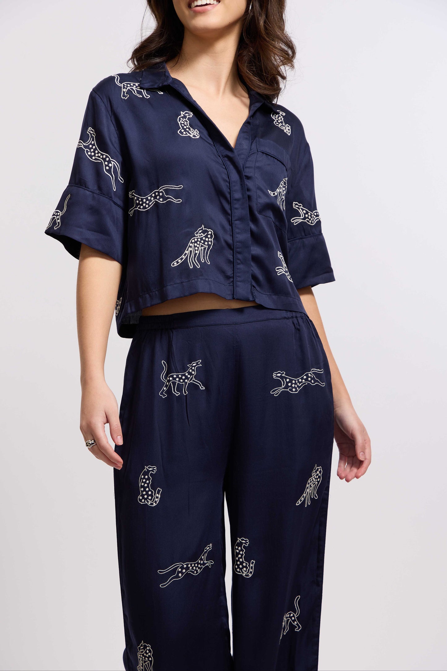 Leopard Loungewear Set - Midnight Jubilee (Navy)