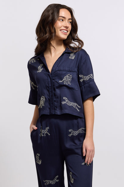 Leopard Loungewear Set - Midnight Jubilee (Navy)