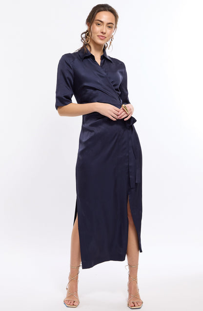 Zoya Wrap Dress (Navy)