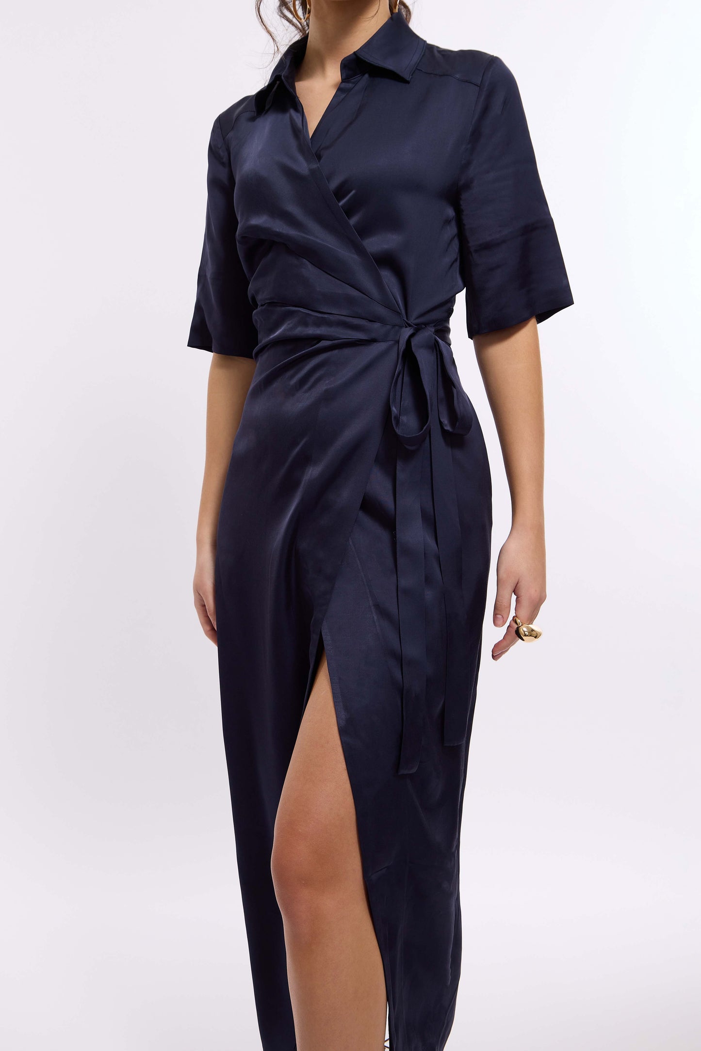 Zoya Wrap Dress (Navy)