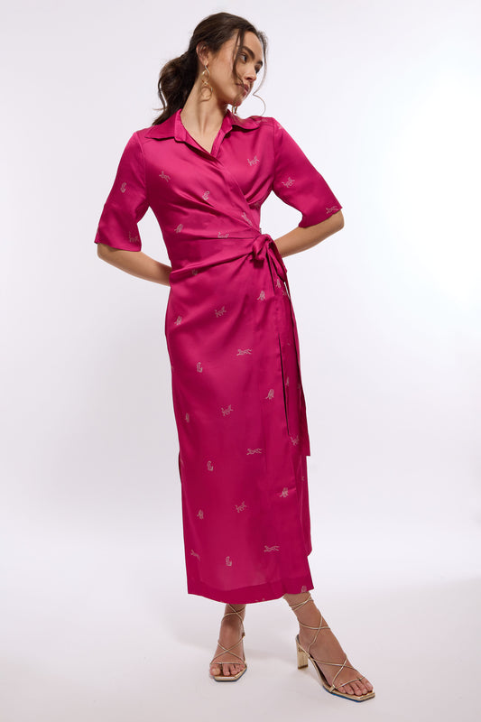 Zoya Wrap Dress (Pink)