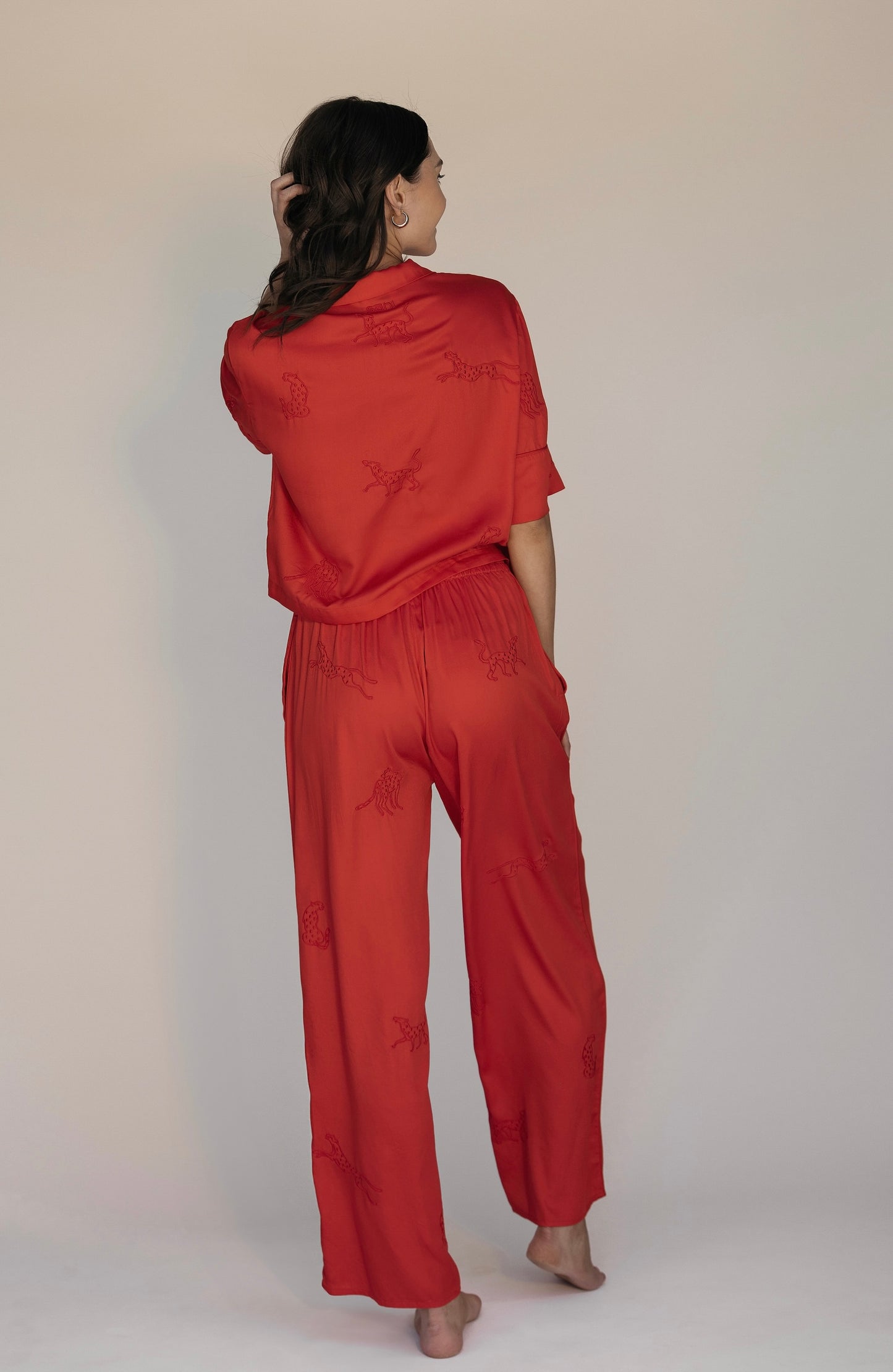 Leopard Loungewear Set - Fiery Red