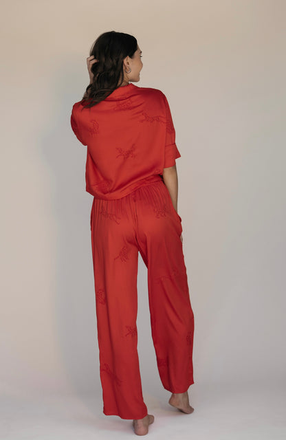 Leopard Loungewear Set - Fiery Red