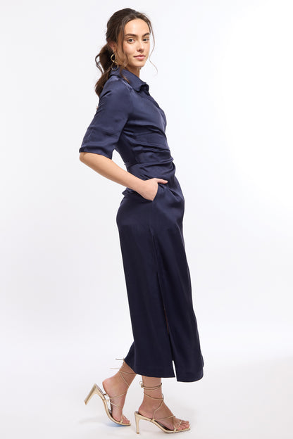 Zoya Wrap Dress (Navy)