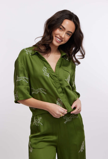 Leopard Loungewear Set - Garden Party (Green)
