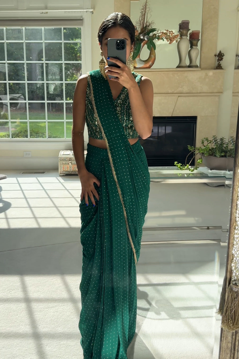 Zian Drape Saree (Emerald)