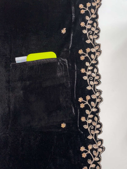 Black velvet embroidered shawl