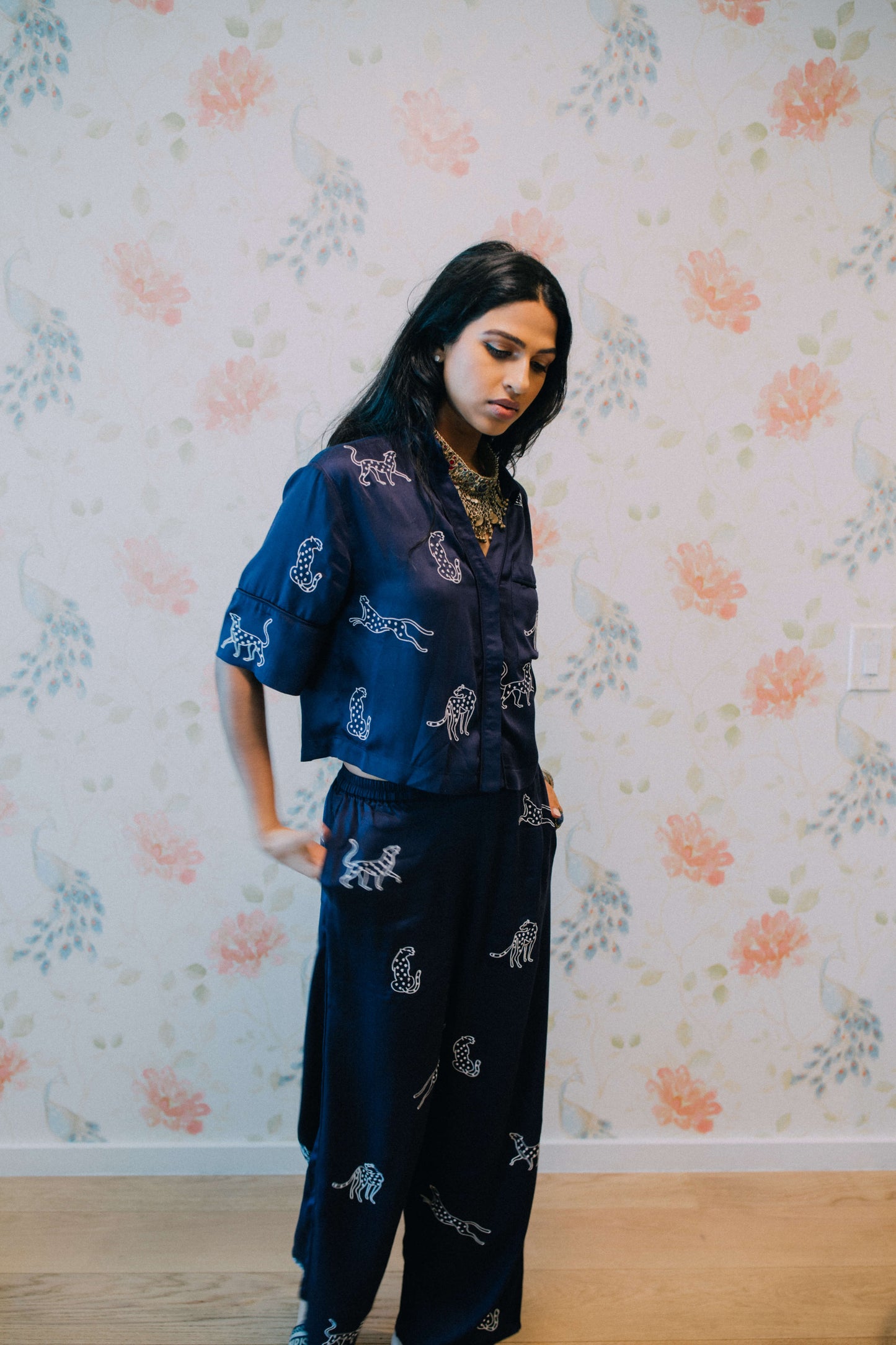 Leopard Loungewear Set - Midnight Jubilee (Navy)