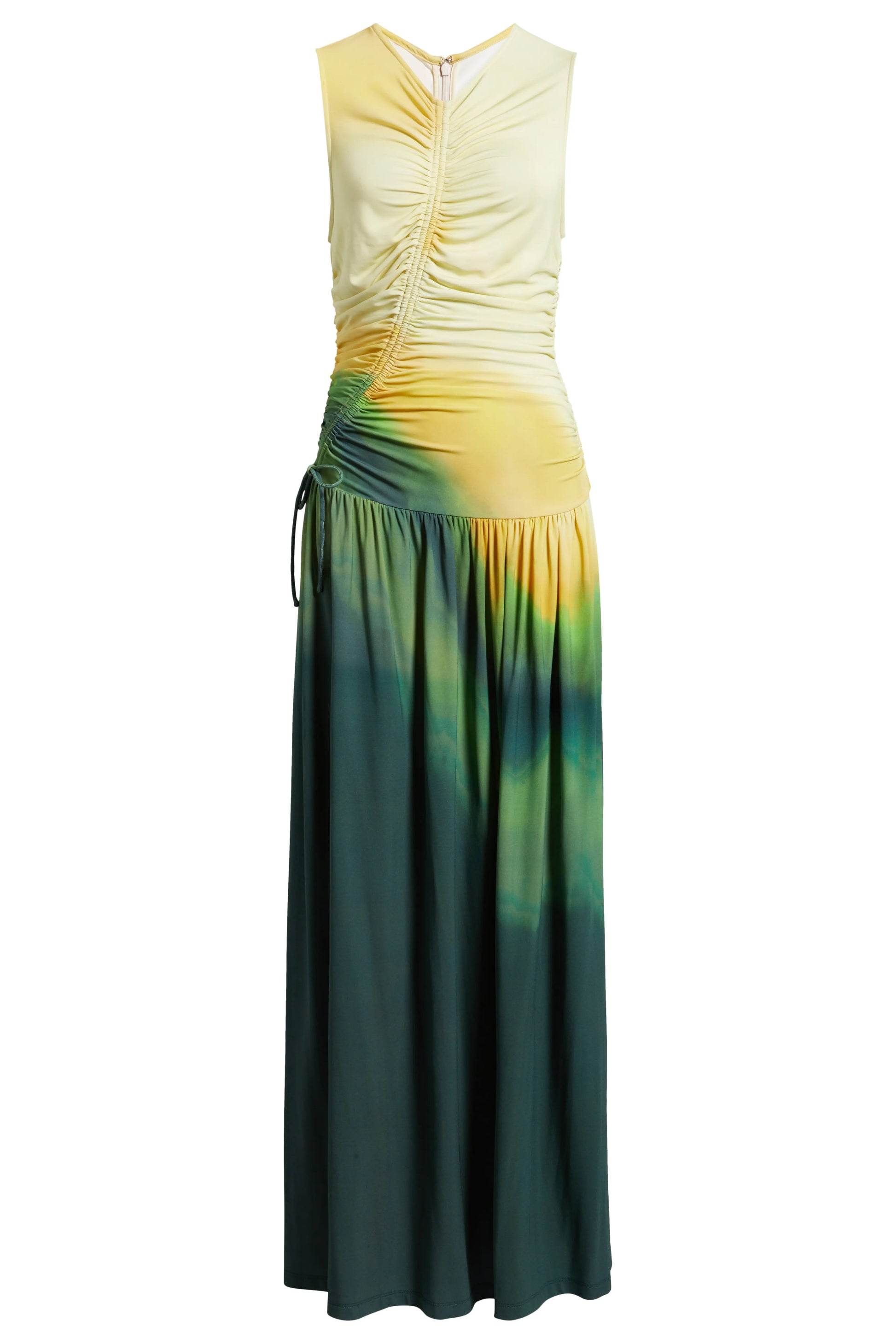 The Ruchi Dress is designed with versatility in mind, featuring a comfortable stretch fabric and an adjustable cinched waist for a customizable fit. The ombré color makes it easy to dress up or down for any occasion.