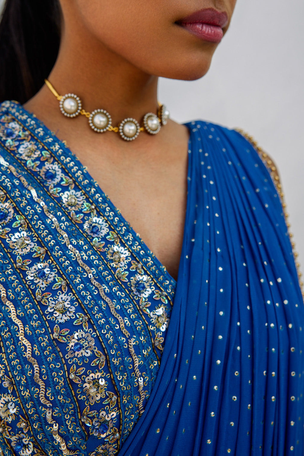 Zian Drape Saree (Cobalt)