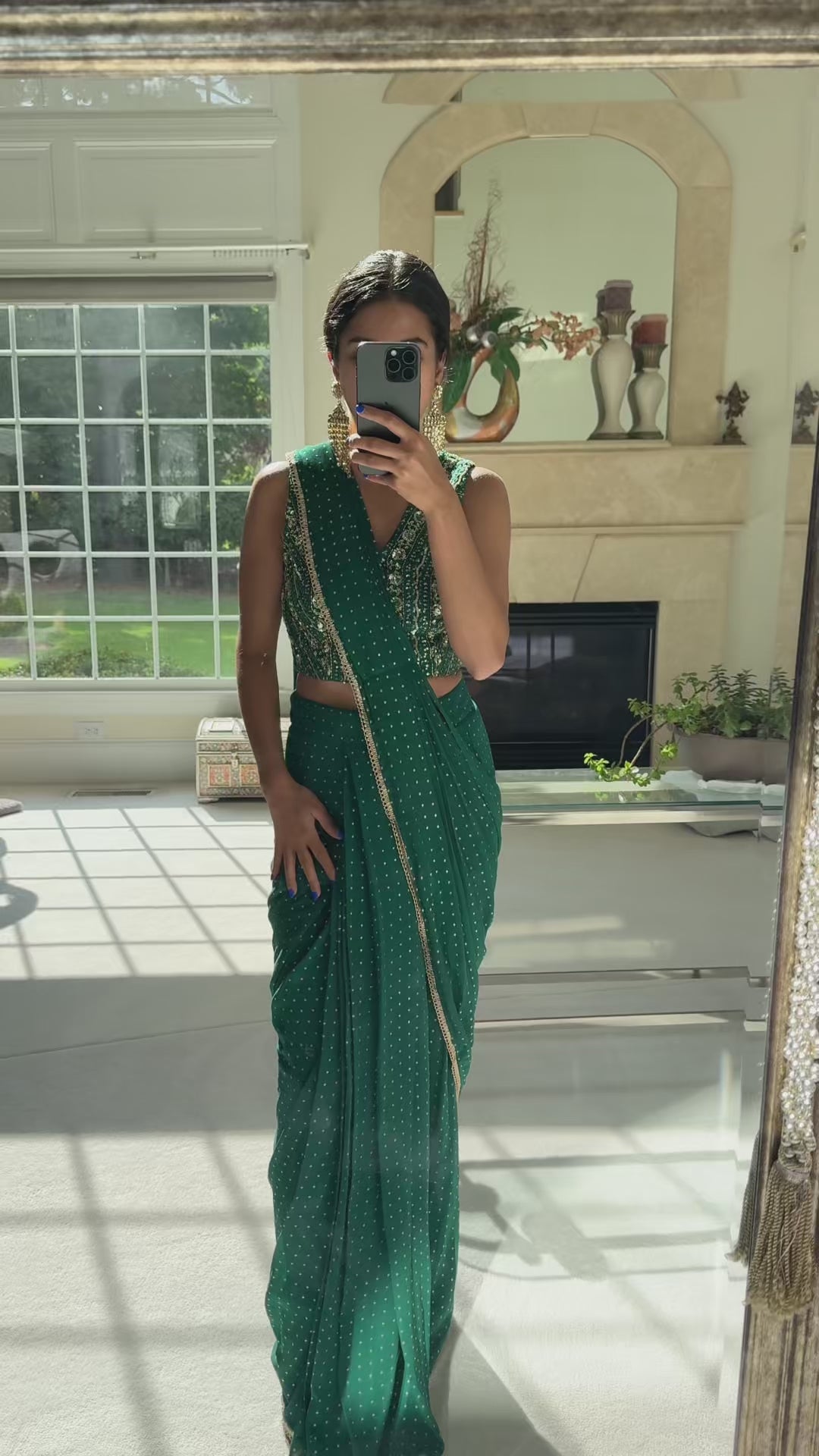 Zian Drape Saree (Emerald)