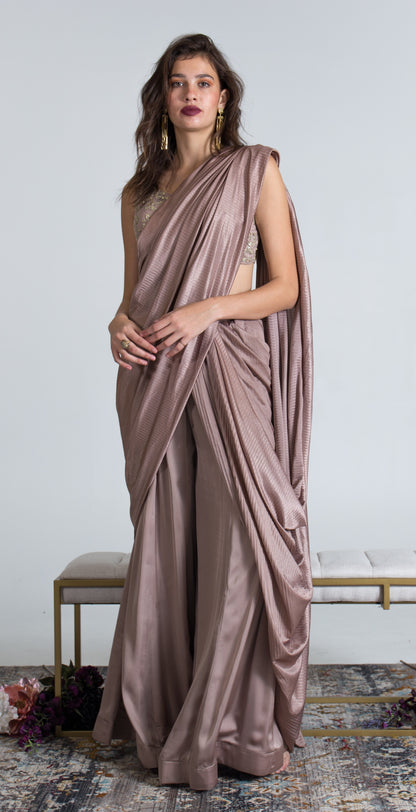 Drape palazzo outfit with saree/sari style
