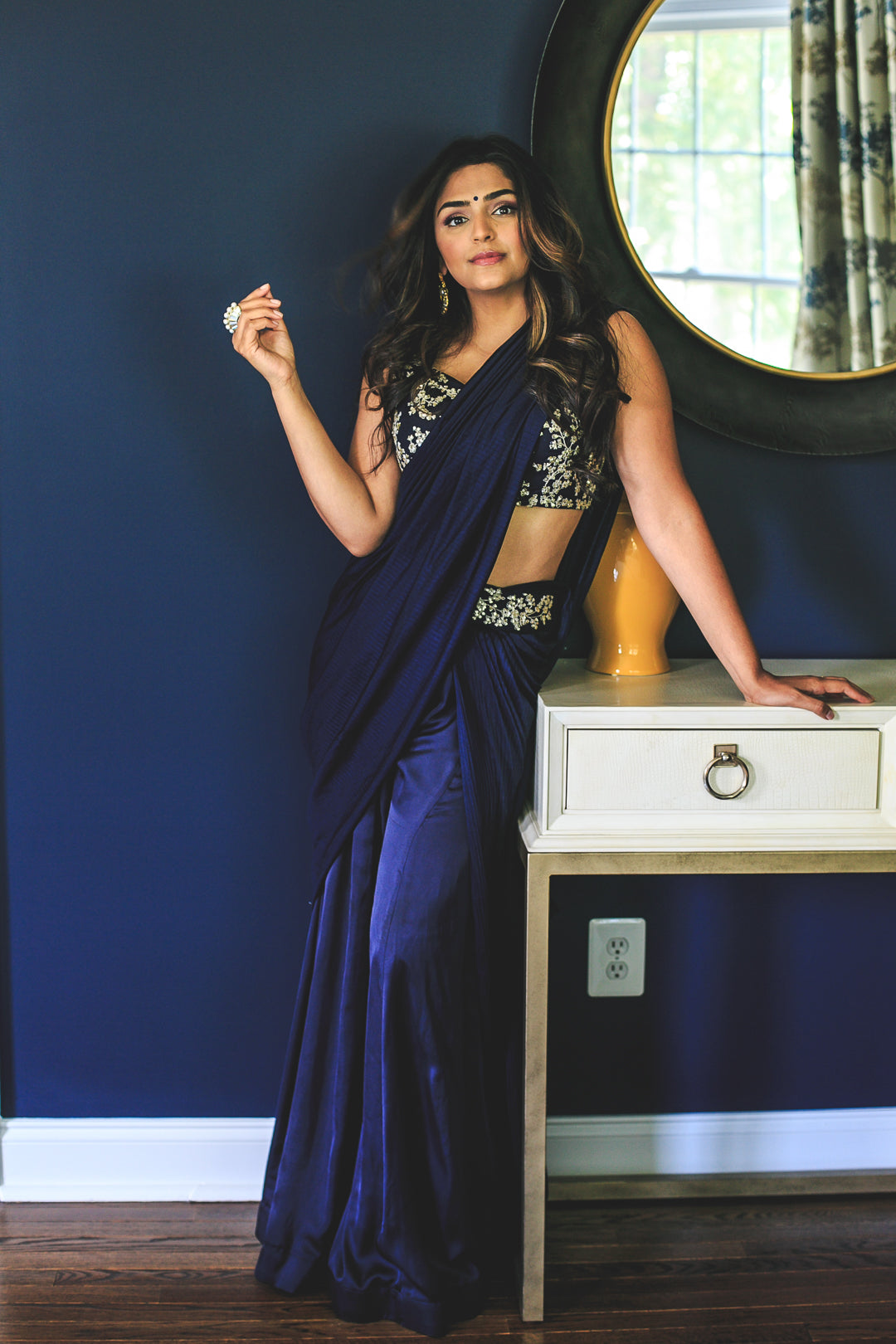 Drape palazzo outfit with saree/sari style